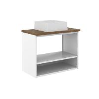 Balcão De Aço Cuba E Nicho Banheiro 2 Portas Areia Bertolini Areia/Branco - 3