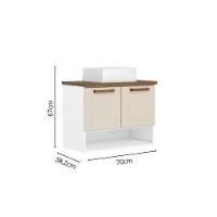 Balcão De Aço Cuba E Nicho Banheiro 2 Portas Areia Bertolini Areia/Branco - 4