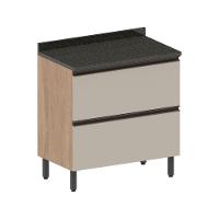 Balcão Tampo 1 Porta Basculante 1 Gavetão Linha Moderna Bertolini Areia Carvalho - 1