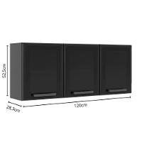 Armário Aéreo De Aço 3 Portas Vidro Estilo Bertolini Grafite - 6