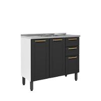 Balcão De Aço Com Pia 3 Portas 2 Gavetas Bertolini Grafite - 1