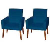Kit 2 Poltronas Decorativas Mel Suede Azul Marinho Sky Mobile - 2