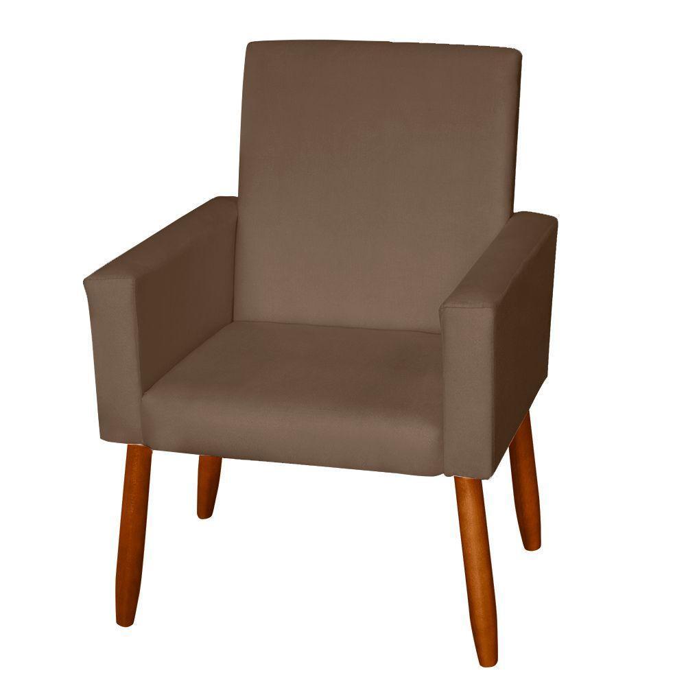 Poltrona Decorativa Mel Material Sintético Marrom Sky Mobile - 4
