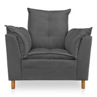 Kit Poltrona Amamentação Sara E Puff Veludo Cinza Sky Mobile - 4