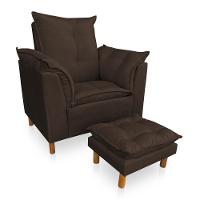 Kit Poltrona Amamentação Sara E Puff Veludo Marrom Sky Mobile - 1