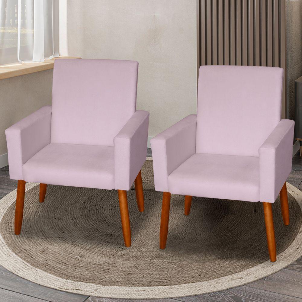 Kit 2 Poltronas Decorativas Mel Suede Rosa Claro Sky Mobile - 1