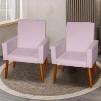 Kit 2 Poltronas Decorativas Mel Suede Rosa Claro Sky Mobile - 1