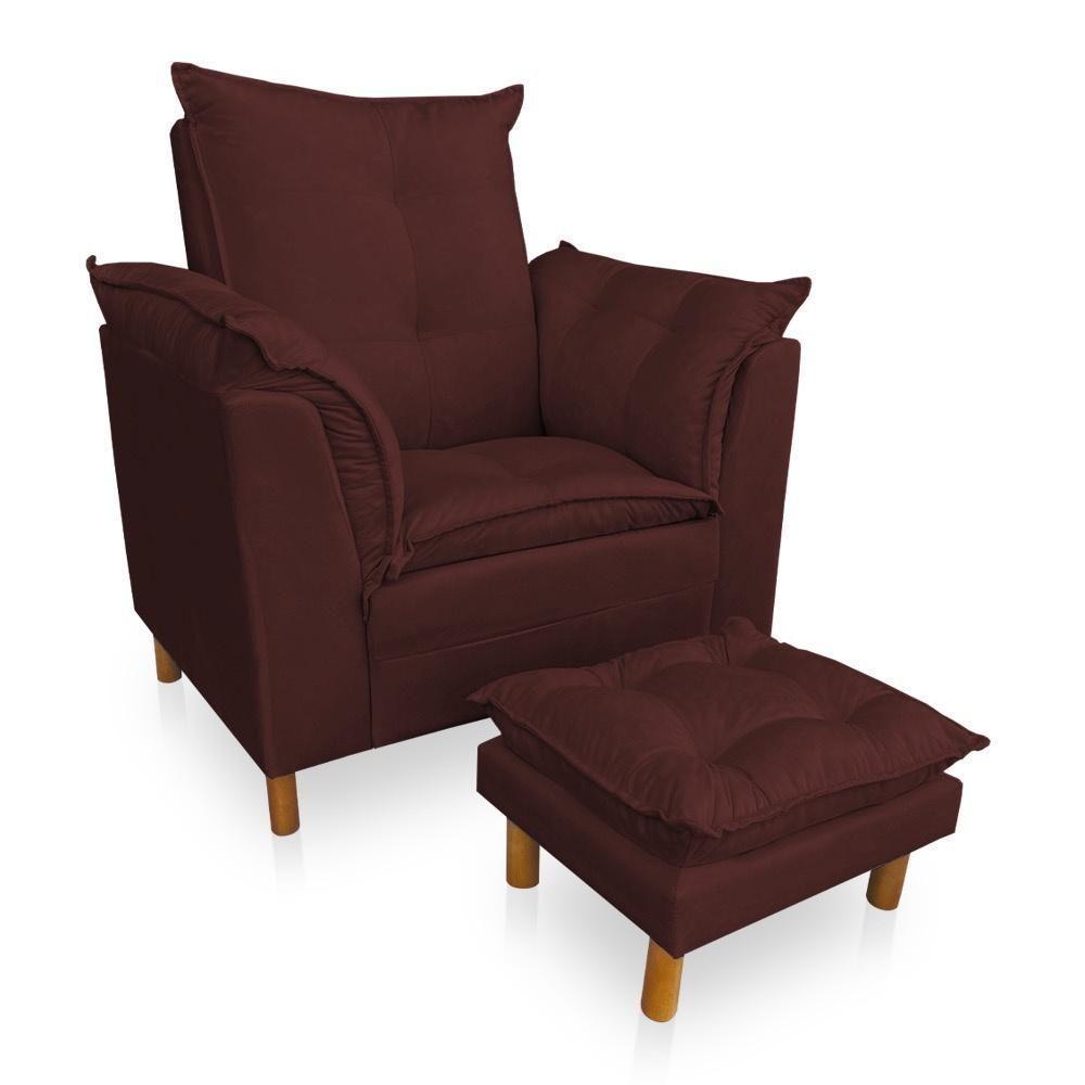 Kit Poltrona Amamentação Sara E Puff Suede Marsala Sky Mobile - 1