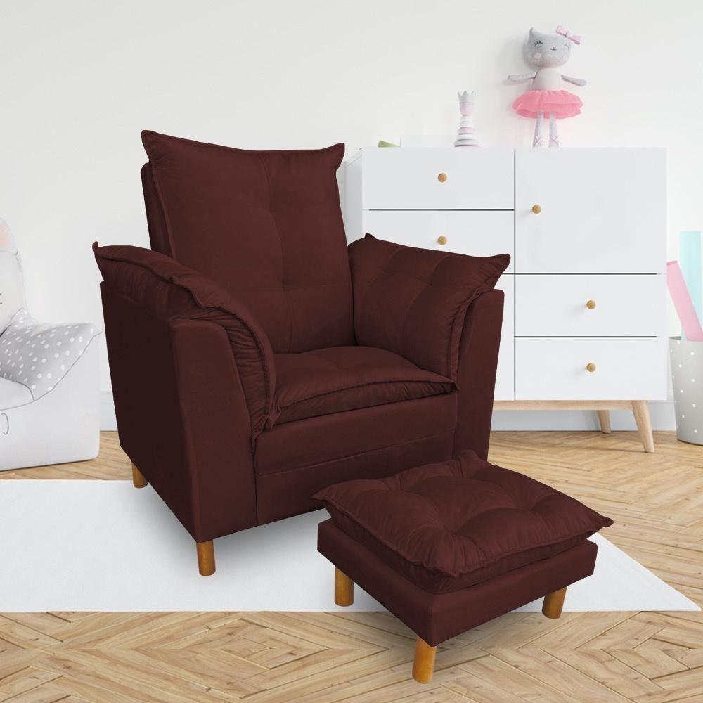 Kit Poltrona Amamentação Sara E Puff Suede Marsala Sky Mobile - 2