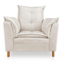 Kit Poltrona Amamentação Sara E Puff Veludo Bege Sky Mobile - 4