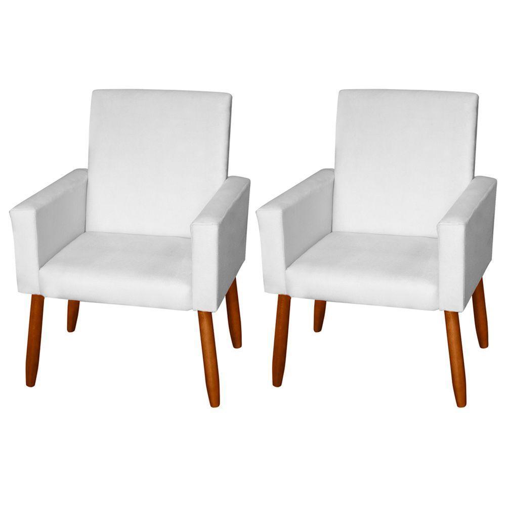 Kit 2 Poltronas Decorativas Mel Material Sintético Branco Sky Mobile - 2