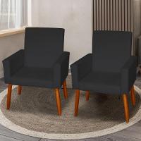 Kit 2 Poltronas Decorativas Mel Suede Preto Sky Mobile - 1
