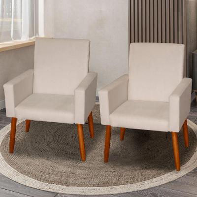 Kit 2 Poltronas Decorativas Mel Suede Bege Sky Mobile