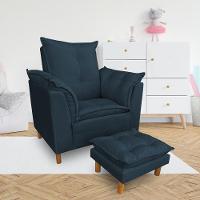 Kit Poltrona Amamentação Sara E Puff Suede Azul Marinho Sky Mobile - 2