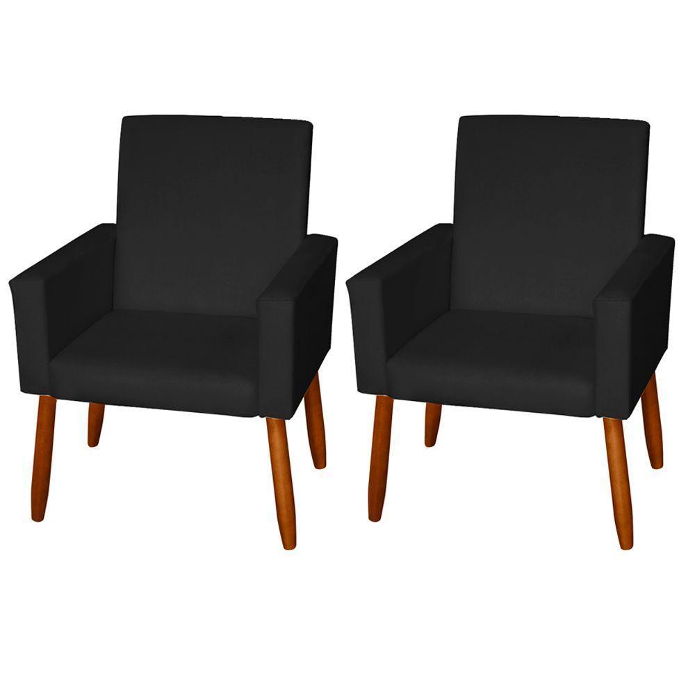 Kit 2 Poltronas Decorativas Mel Material Sintético Preto Sky Mobile - 2