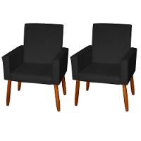 Kit 2 Poltronas Decorativas Mel Material Sintético Preto Sky Mobile - 2
