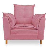 Kit Poltrona Amamentação Sara E Puff Veludo Rosa Sky Mobile - 6