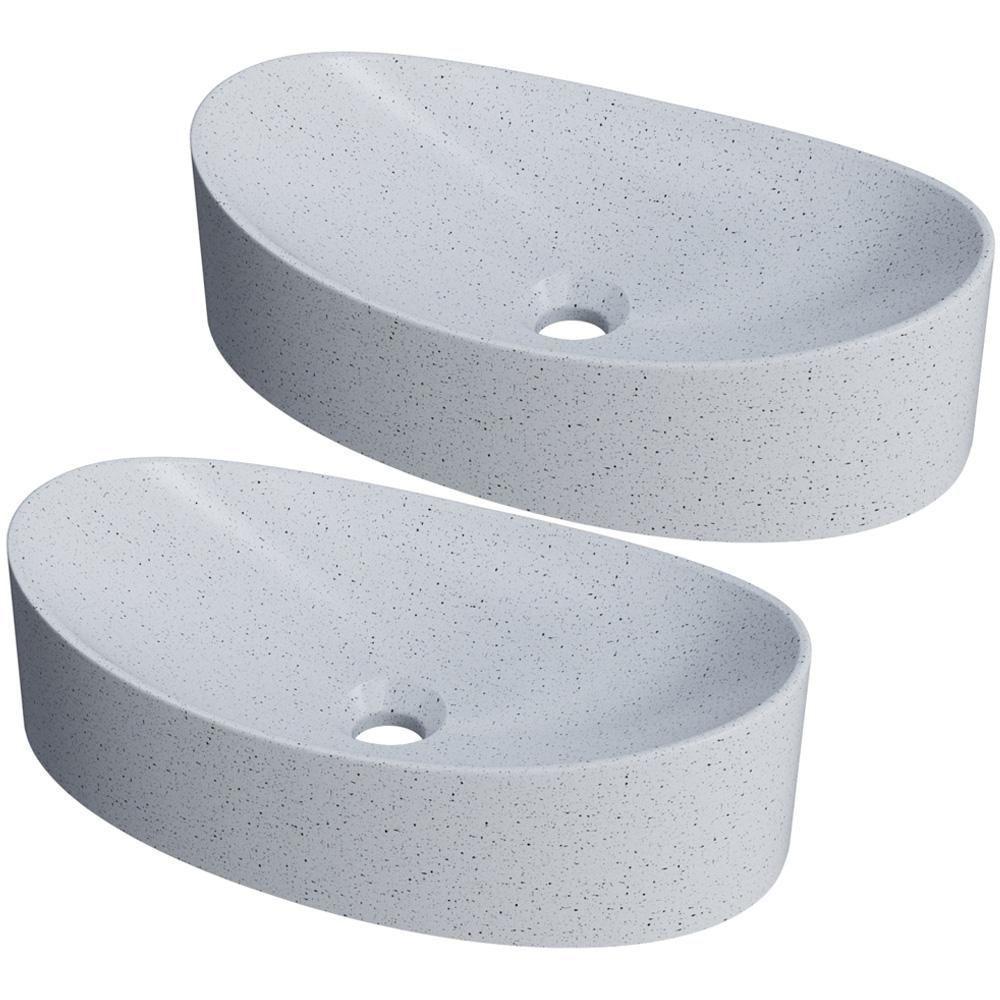 Kit 02 Cubas De Apoio Canoa Para Banheiro Lavabo C01 Bc47w Branco Granit - Lyam - 1