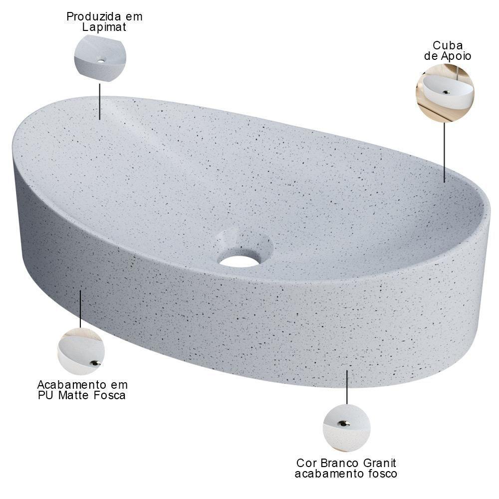 Kit 02 Cubas De Apoio Canoa Para Banheiro Lavabo C01 Bc47w Branco Granit - Lyam - 4