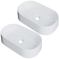 Kit 02 Cubas De Apoio Oval Para Banheiro Lavabo Laila C01 O42w Branco - Lyam - 1
