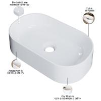 Kit 02 Cubas De Apoio Oval Para Banheiro Lavabo Laila C01 O42w Branco - Lyam