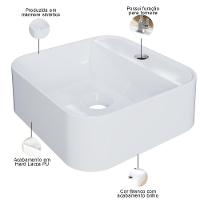Cuba De Apoio Quadrada Para Banheiro Lavabo C01 Qa31w Branco - Lyam - 3
