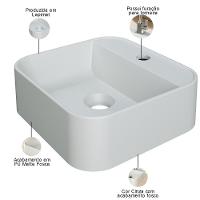Kit 02 Cubas De Apoio Quadrada Para Banheiro Lavabo C01 Qa31w Cinza Matte Fosca - Lyam