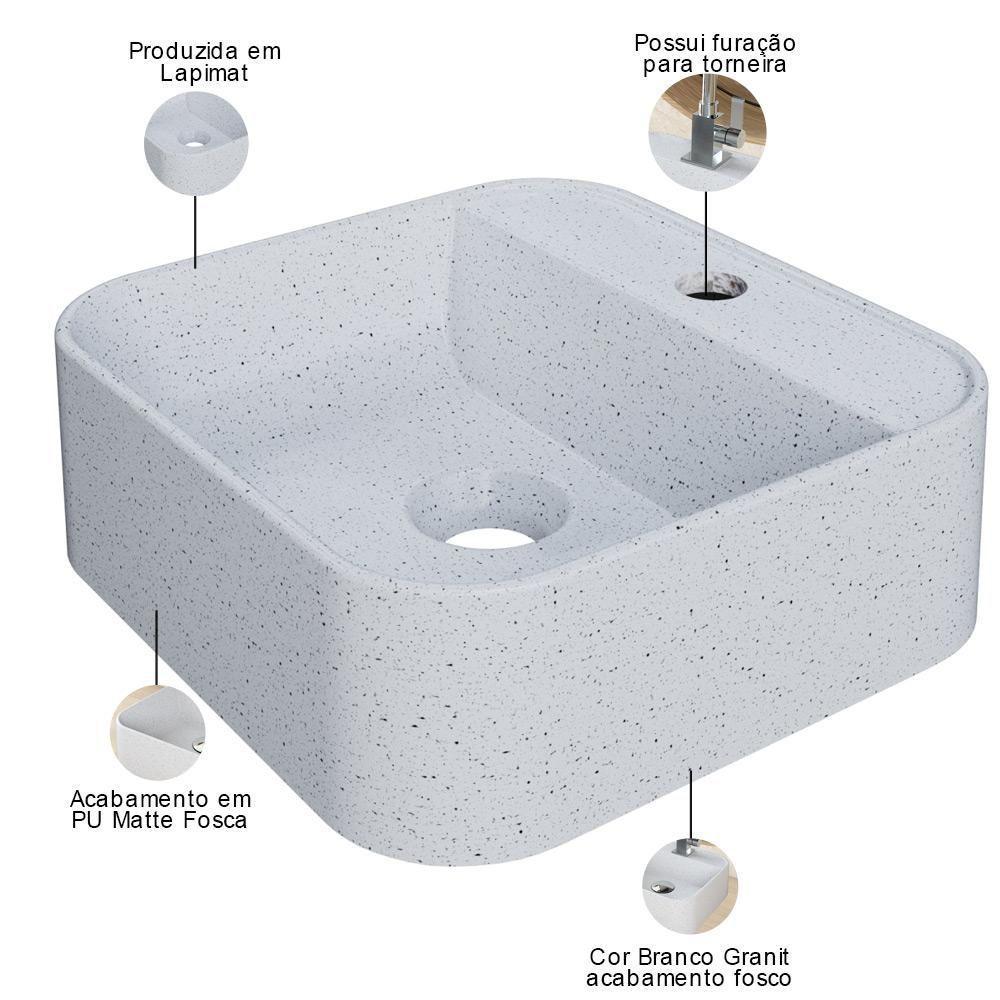 Kit 02 Cubas De Apoio Quadrada Para Banheiro Lavabo C01 Qa31w Branco Granit - Lyam - 4