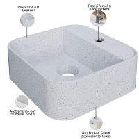Kit 02 Cubas De Apoio Quadrada Para Banheiro Lavabo C01 Qa31w Branco Granit - Lyam