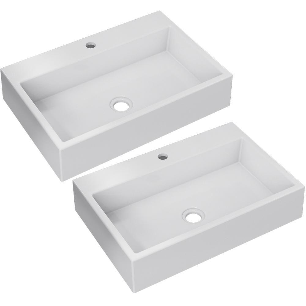 Kit 02 Cubas De Apoio Retangular Para Banheiro Lavabo Florenza C01 Rt55w Branco - Lyam - 1
