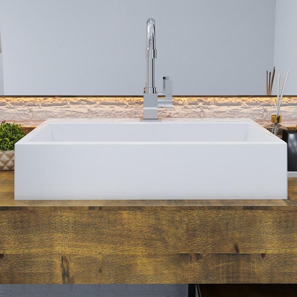 Kit 02 Cubas De Apoio Retangular Para Banheiro Lavabo Florenza C01 Rt55w Branco - Lyam - 2