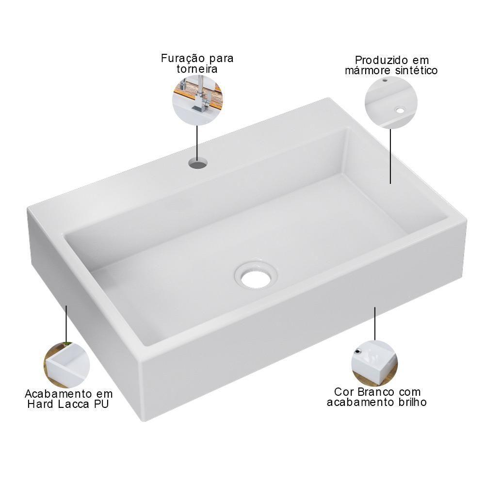 Kit 02 Cubas De Apoio Retangular Para Banheiro Lavabo Florenza C01 Rt55w Branco - Lyam - 4
