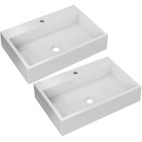 Kit 02 Cubas De Apoio Retangular Para Banheiro Lavabo Florenza C01 Rt55w Branco - Lyam - 1