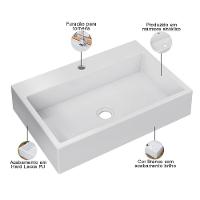 Kit 02 Cubas De Apoio Retangular Para Banheiro Lavabo Florenza C01 Rt55w Branco - Lyam