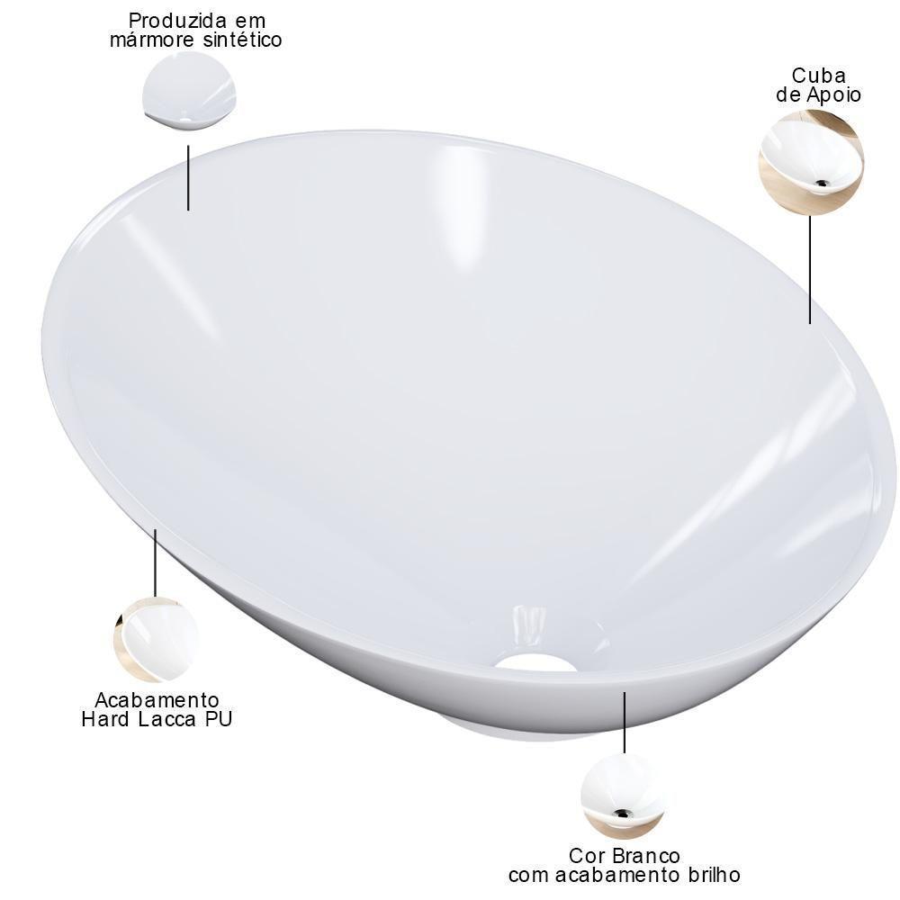 Kit 02 Cubas De Apoio Meia Lua Para Banheiro Lavabo C01 Bm38w Branco - Lyam - 4