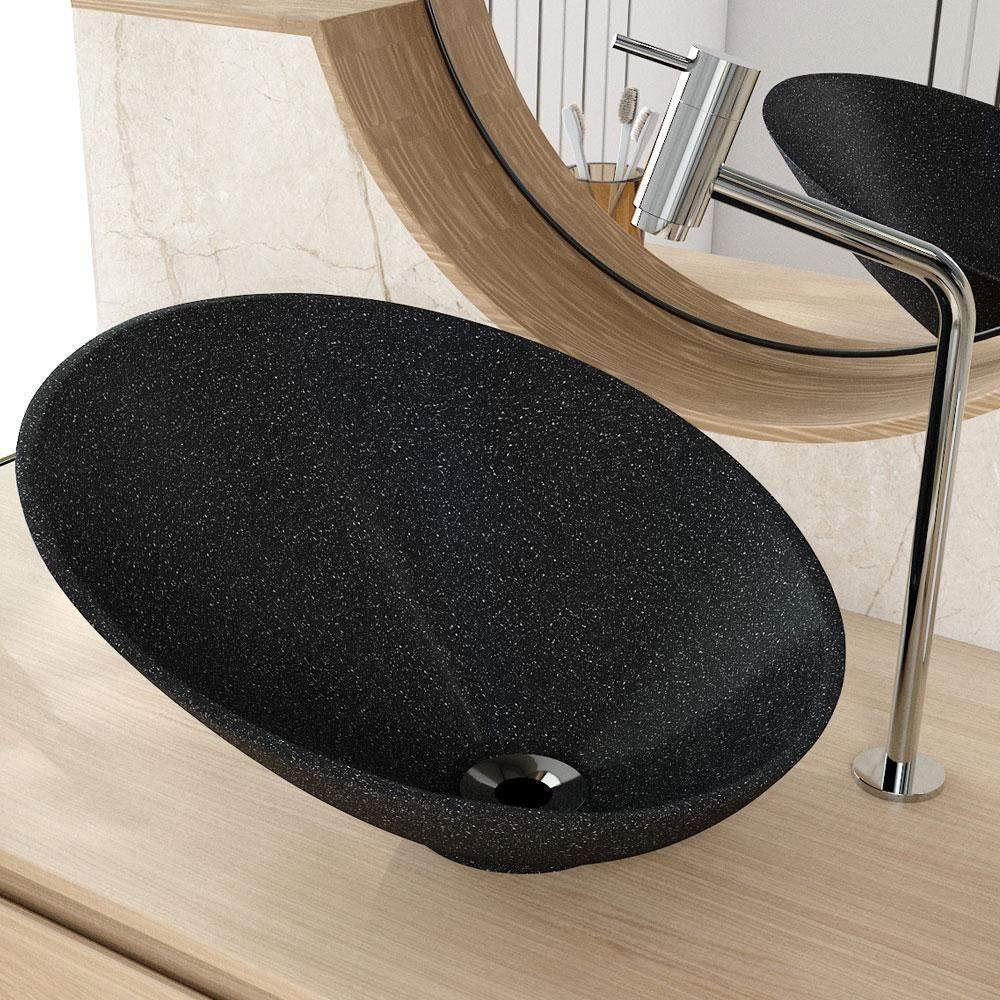 Kit 02 Cubas De Apoio Meia Lua Para Banheiro Lavabo C01 Bm38w Preto Granit - Lyam - 6