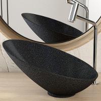 Kit 02 Cubas De Apoio Meia Lua Para Banheiro Lavabo C01 Bm38w Preto Granit - Lyam - 2