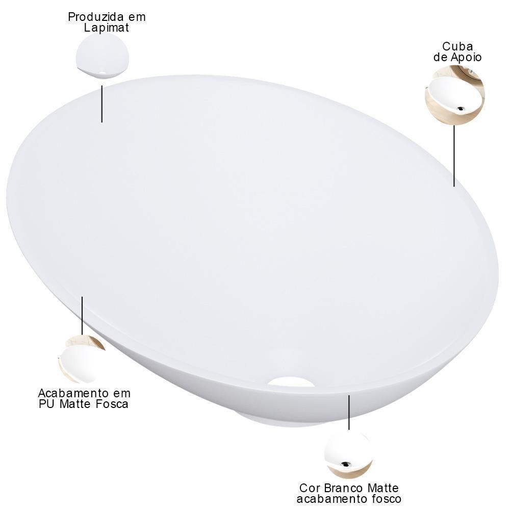 Kit 02 Cubas De Apoio Meia Lua Para Banheiro Lavabo C01 Bm38w Branco Matte Fosca - Lyam - 4