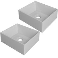 Kit 02 Cubas De Apoio Retangular Para Banheiro Lavabo C01 Rt30w Branco - Lyam - 1