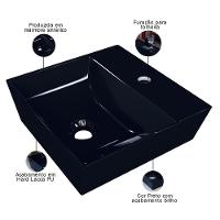 Kit 02 Cubas De Apoio Angular Quadrada Para Banheiro Lavabo Volcano C01 Aq33w Preto - Lyam