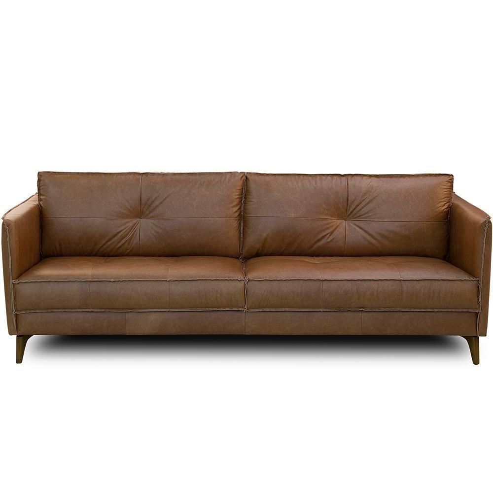 Sofá 3 Lugares Para Sala De Estar Living 244cm Oásis T03 Couro Soft Mel - Lyam Decor - 5