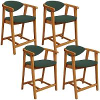 Kit 04 Banquetas Baixa Para Cozinha Sala Jantar Bancada Cecília L02 Suede Verde Musgo - Lyam Decor - 1