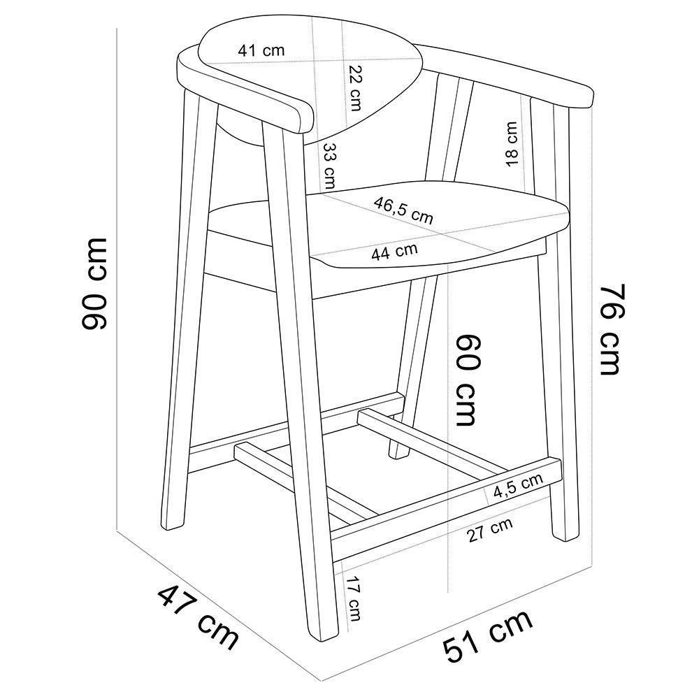 Kit 03 Banquetas Baixa Para Cozinha Sala Jantar Bancada Cecília L02 Linho Cinza - Lyam Decor - 3