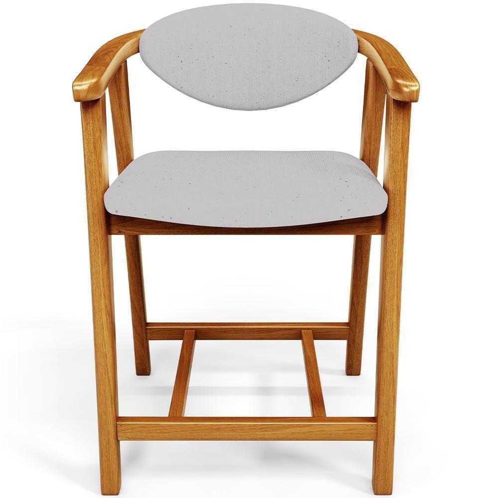 Kit 03 Banquetas Baixa Para Cozinha Sala Jantar Bancada Cecília L02 Linho Cinza - Lyam Decor - 5