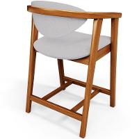 Kit 03 Banquetas Baixa Para Cozinha Sala Jantar Bancada Cecília L02 Linho Cinza - Lyam Decor