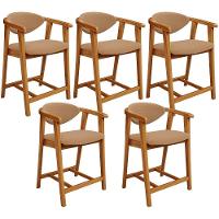 Kit 05 Banquetas Baixa Para Cozinha Sala Jantar Bancada Cecília L02 Bouclê Mostarda - Lyam Decor - 1