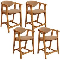 Kit 05 Banquetas Baixa Para Cozinha Sala Jantar Bancada Cecília L02 Bouclê Mostarda - Lyam Decor - 6