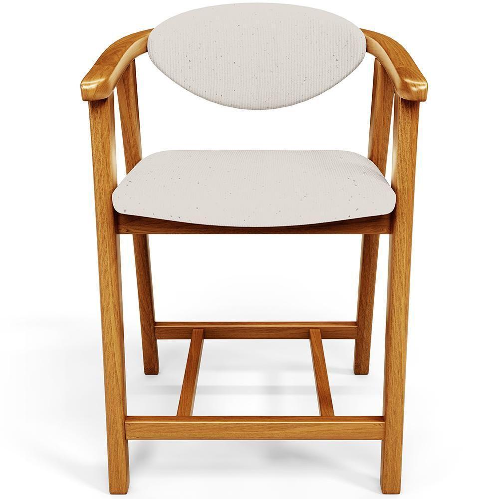 Kit 03 Banquetas Baixa Cozinha Sala De Jantar Bancada Cecília L02 Linho Cru - Lyam Decor - 3