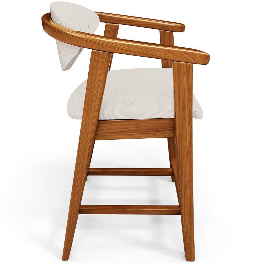 Kit 03 Banquetas Baixa Cozinha Sala De Jantar Bancada Cecília L02 Linho Cru - Lyam Decor - 4