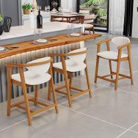 Kit 03 Banquetas Baixa Cozinha Sala De Jantar Bancada Cecília L02 Linho Cru - Lyam Decor - 2